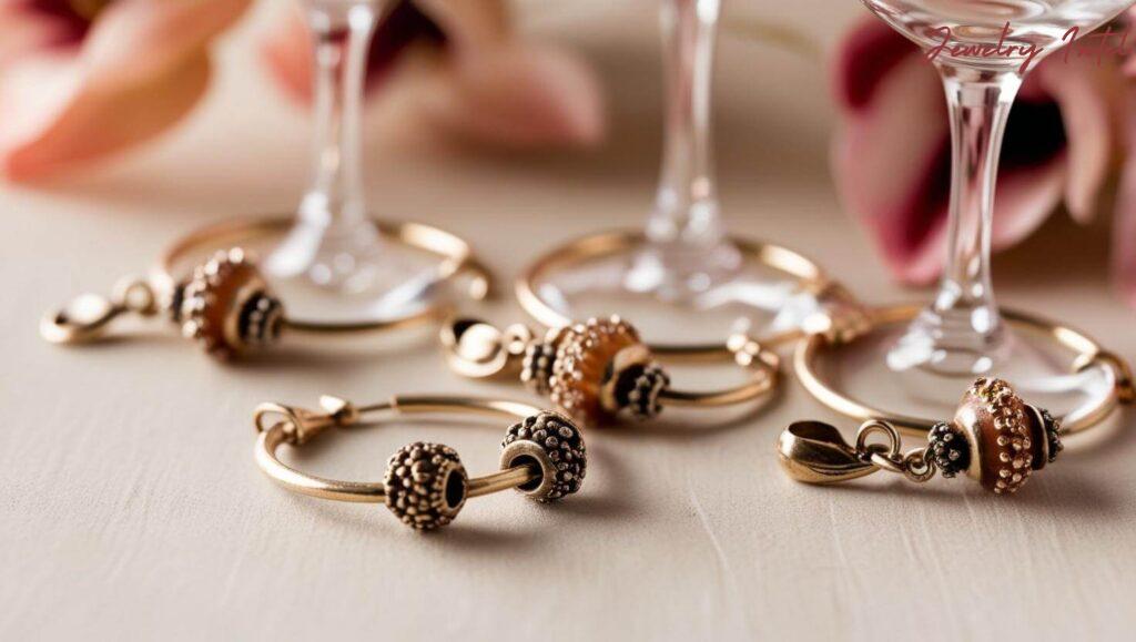 DIY Wine Glass Charms created using old earrings with hoops or small pendants