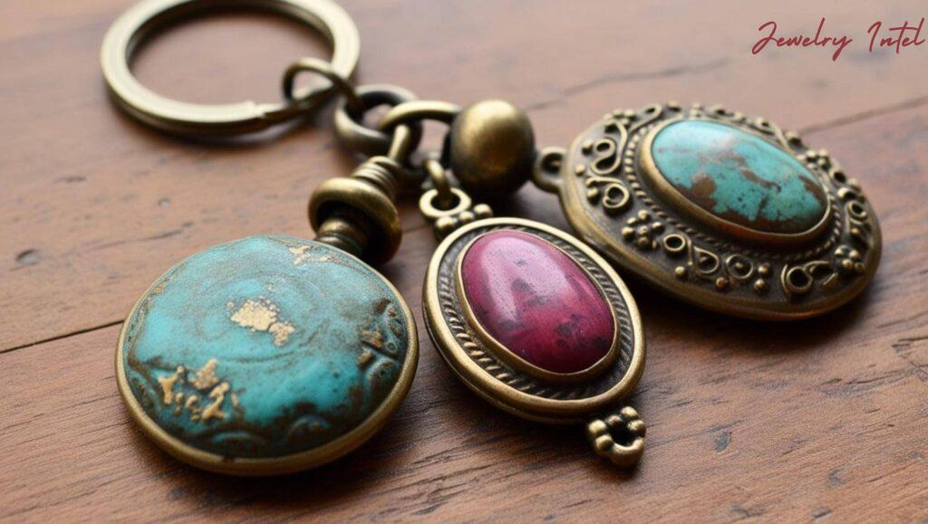 DIY keychain made from old jewellery