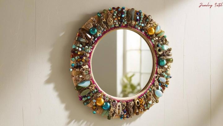 mirror frame embellished with old jewelry