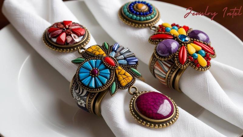 napkin rings made using old decorative pendants